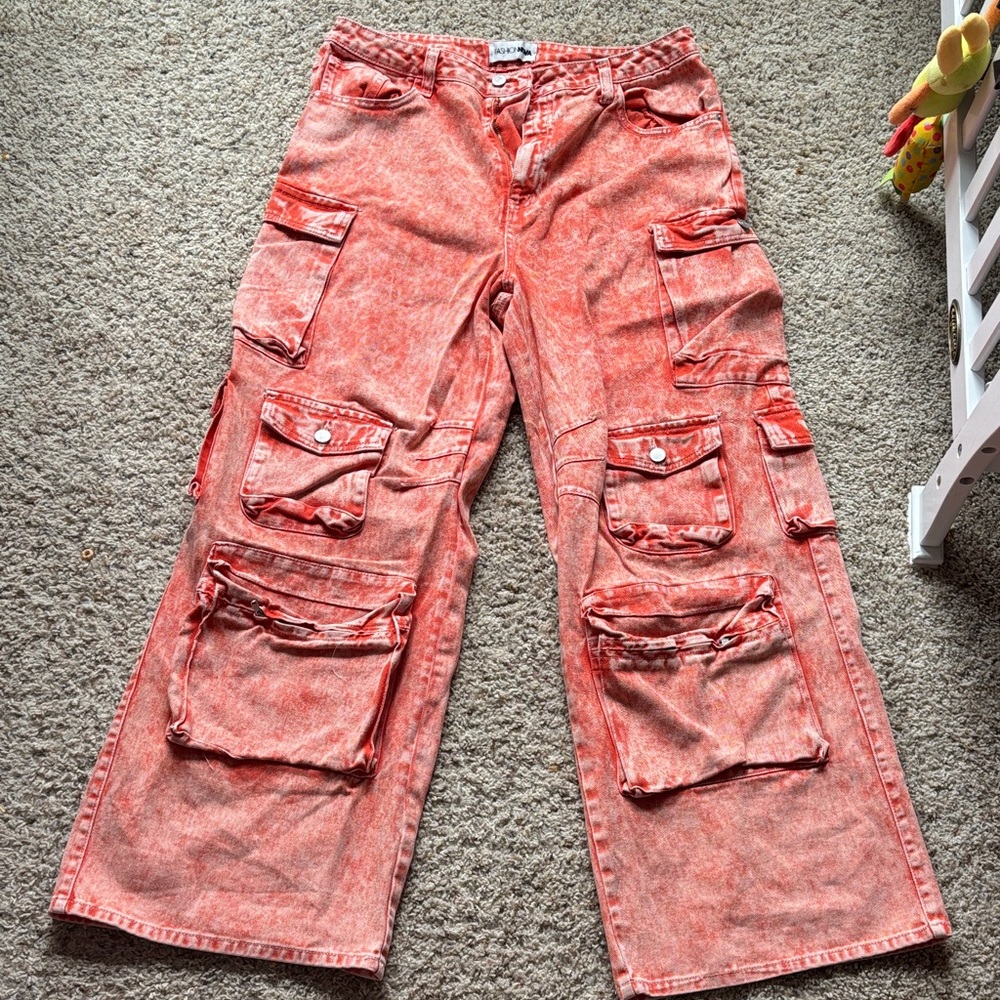 Orange cargo pants